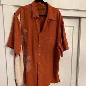 TORI RICHARD "Hawaiian Guitar" 100% Silk Sport Shirt XXL